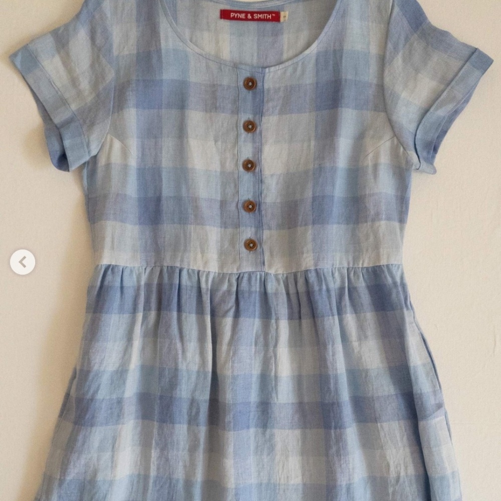 Pyne & Smith EUC XS Cala Check Linen Dress
